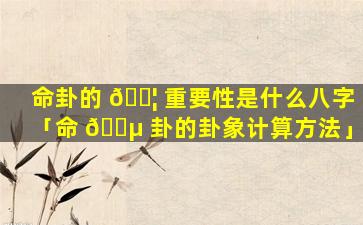 命卦的 🐦 重要性是什么八字「命 🐵 卦的卦象计算方法」